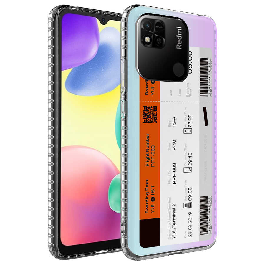 Xiaomi Redmi 10C Kılıf Airbag Kenarlı Renkli Desenli Silikon Zore Elegans Kapak