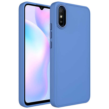 Xiaomi Redmi 9A Kılıf Metal Çerçeve ve Buton Tasarımlı Silikon Zore Luna Kapak