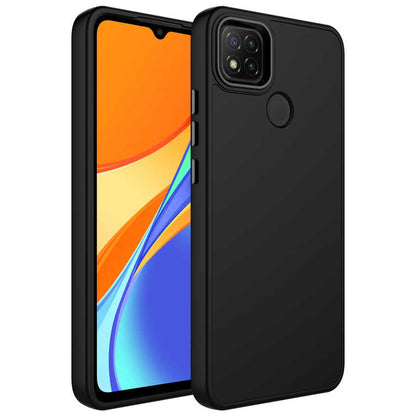 Xiaomi Redmi 9C Kılıf Metal Çerçeve ve Buton Tasarımlı Silikon Zore Luna Kapak