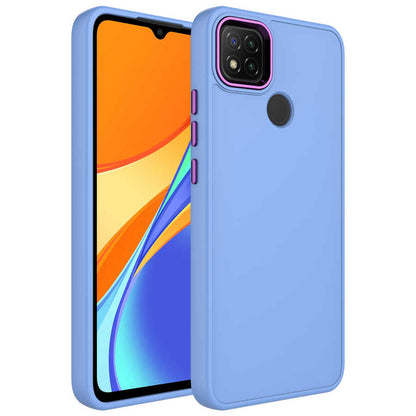 Xiaomi Redmi 9C Kılıf Metal Çerçeve ve Buton Tasarımlı Silikon Zore Luna Kapak