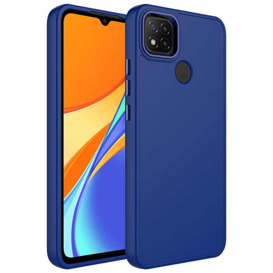 Xiaomi Redmi 9C Kılıf Metal Çerçeve ve Buton Tasarımlı Silikon Zore Luna Kapak