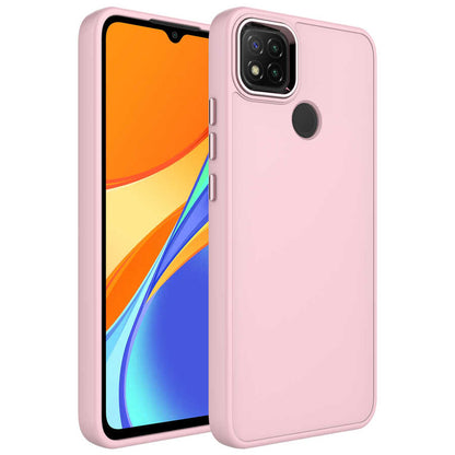 Xiaomi Redmi 9C Kılıf Metal Çerçeve ve Buton Tasarımlı Silikon Zore Luna Kapak