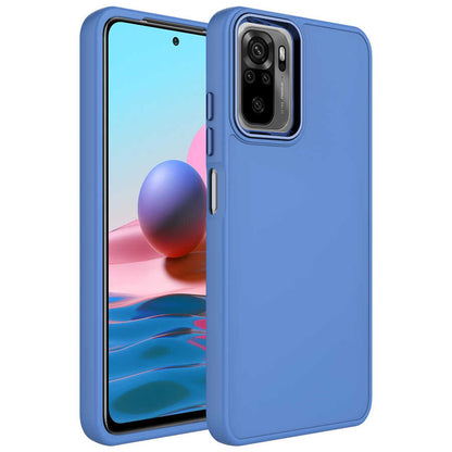 Xiaomi Redmi Note 10 Kılıf Metal Çerçeve ve Buton Tasarımlı Silikon Zore Luna Kapak