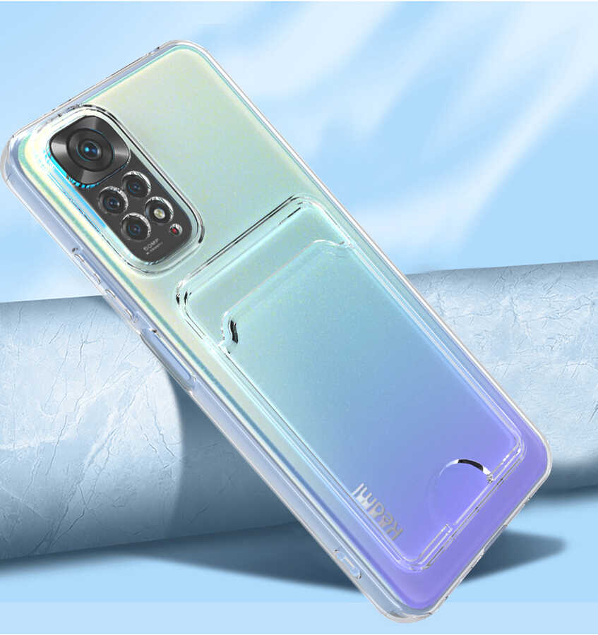 Xiaomi Redmi Note 11 Pro 5G Kılıf Kartlıklı Şeffaf Zore Setra Clear Silikon Kapak