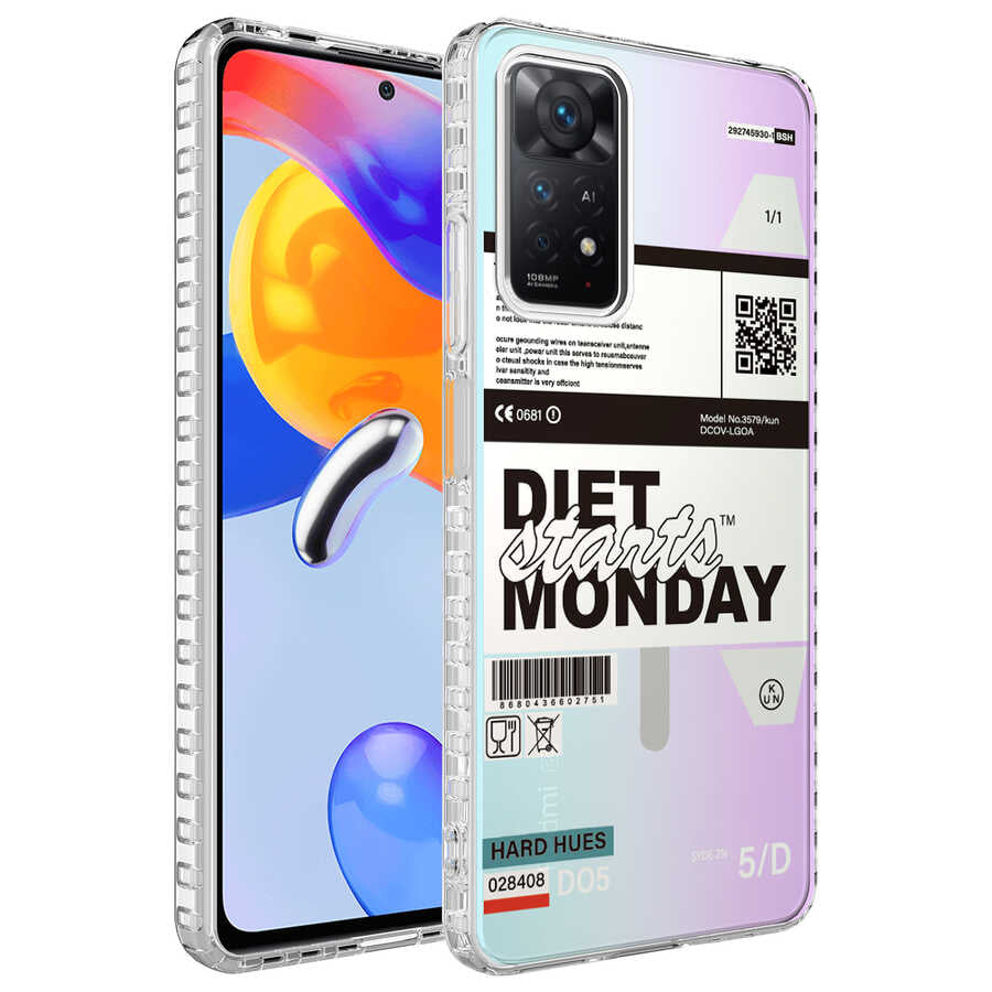 Xiaomi Redmi Note 11S Global Kılıf Airbag Kenarlı Renkli Desenli Silikon Zore Elegans Kapak