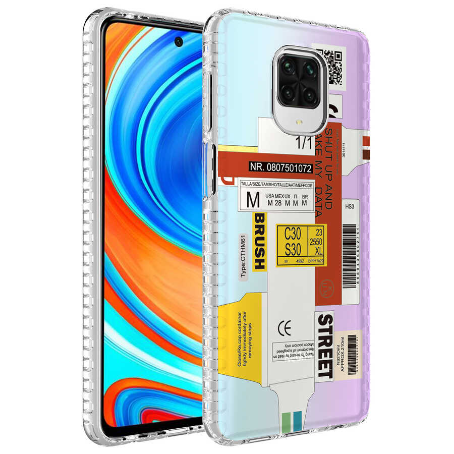 Xiaomi Redmi Note 9 Pro Kılıf Airbag Kenarlı Renkli Desenli Silikon Zore Elegans Kapak