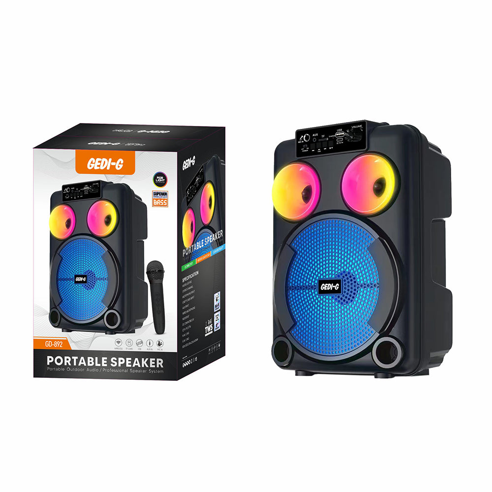 Zore GD-892 Mikrofonlu RGB TWS 8 inç Stereo Bass Kablosuz Karaoke Hoparlör