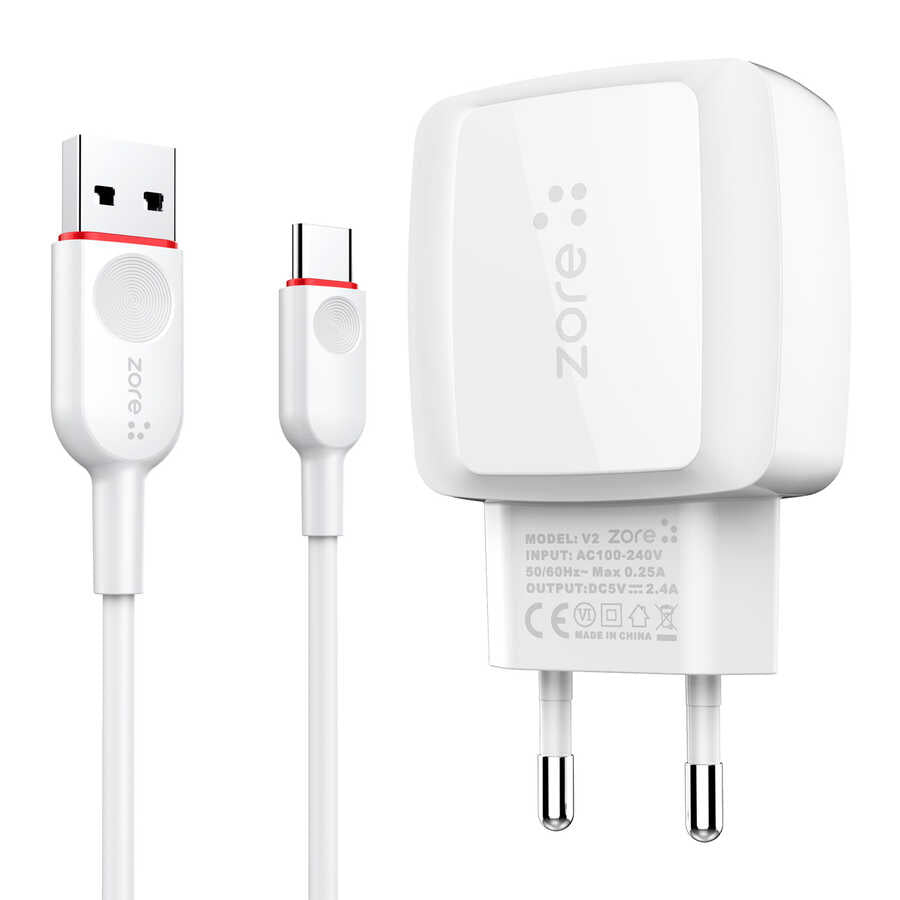 Zore Vest Serisi V2 Type-C 2 in 1 Şarj Seti