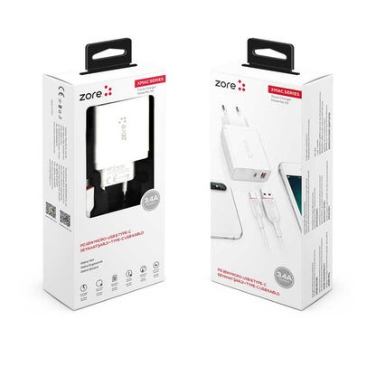 ​Zore XMac Serisi ZR-X2 Type-C 2 in 1 Şarj Seti