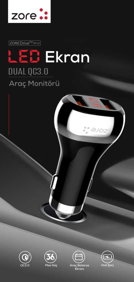 Zore ZR-C2 Type-C 2 in 1 Araç Şarj Seti